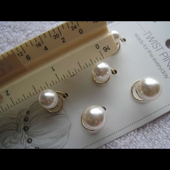 6 Scunci Elite Twist Pins Metal Hair Spin Pin White Pearl Accent End Luxe Beauty - Picture 8 of 8